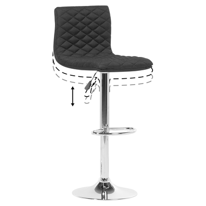 Bar Stools Set Of 2 Black Quilted Fabric Gas Lift With Footrest