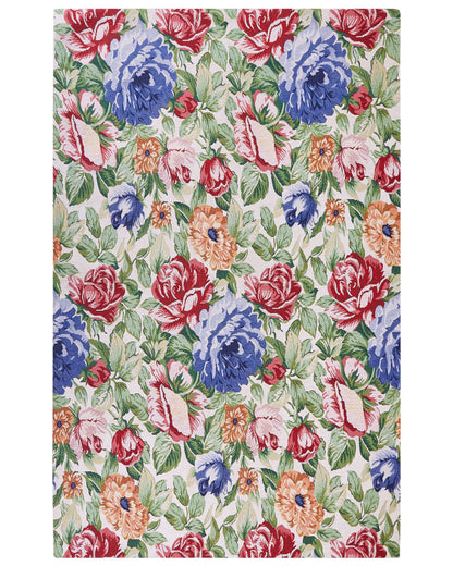 Multicolour Cotton Rug 140 x 200 Floral Weave Jacquard Boho