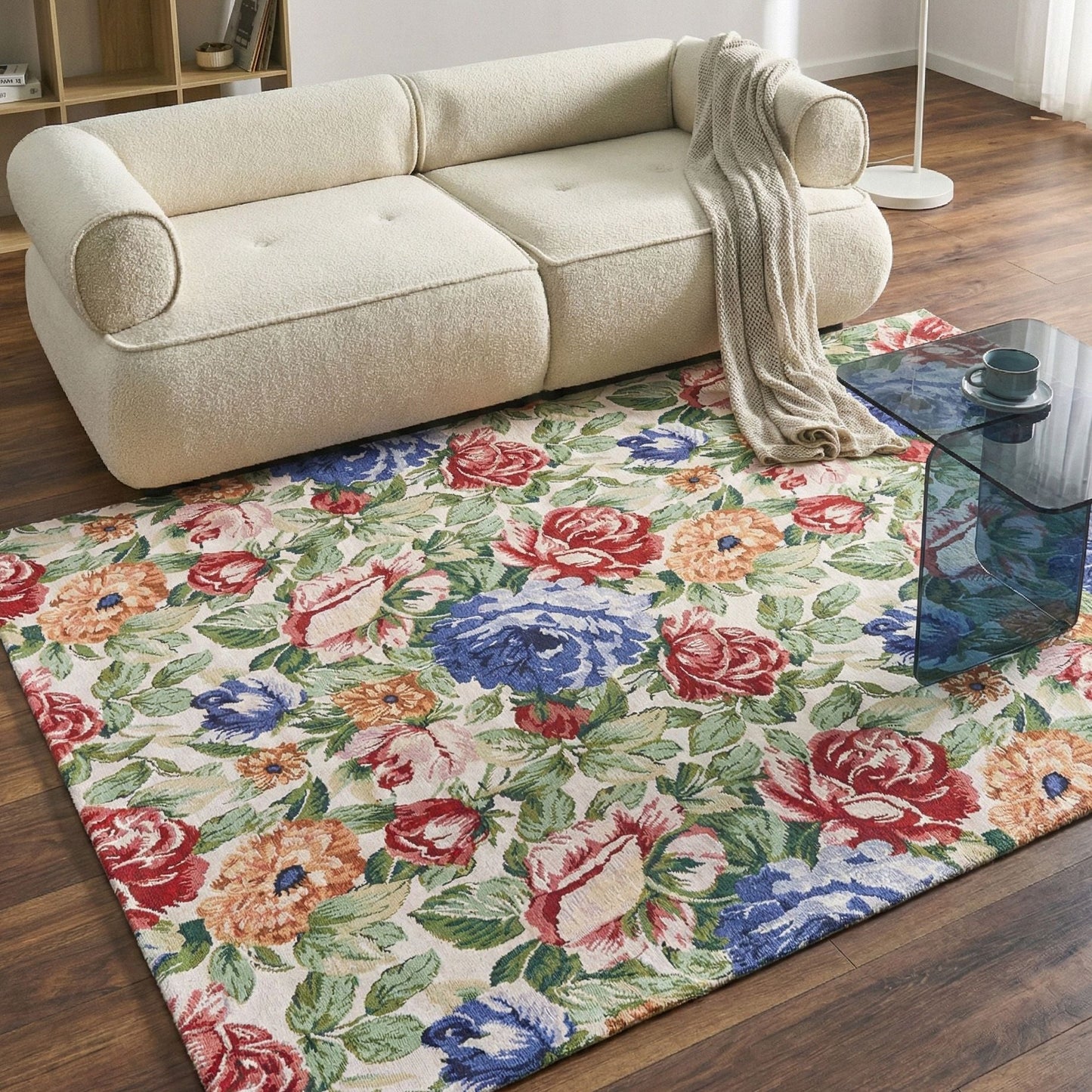Multicolor Cotton Jacquard Flat Weave Rug 200 x 300