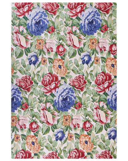 Multicolor Cotton Jacquard Flat Weave Rug 200 x 300