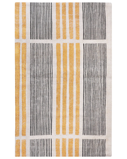 Cotton Area Rug Yellow Black 140 x 200 Flat Weave