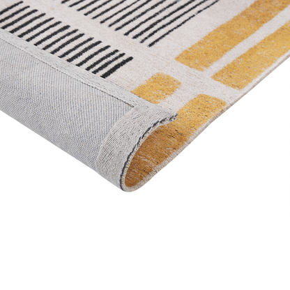 Cotton Area Rug Yellow Black 140 x 200 Flat Weave