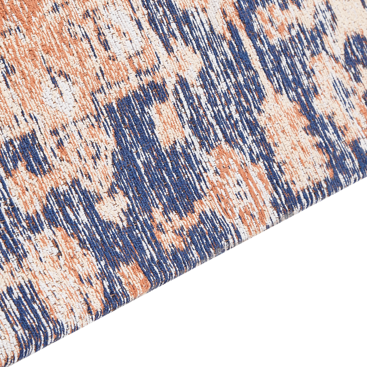 Cotton Area Rug Blue Red 140 x 200cm Rectangular Oriental Boho Hallway Rug