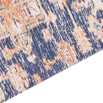 Cotton Area Rug Blue Red 140 x 200cm Rectangular Oriental Boho Hallway Rug