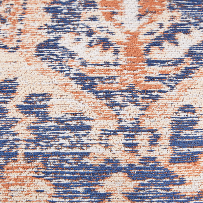 Cotton Area Rug Blue Red 140 x 200cm Rectangular Oriental Boho Hallway Rug