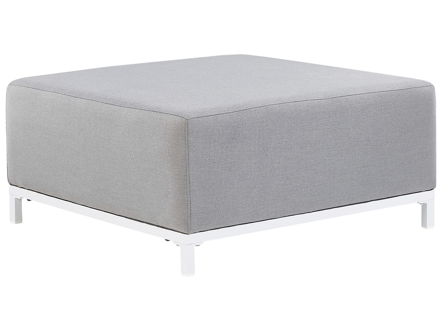 Ottoman Light Grey Polyester Upholstery With White Aluminium Legs Metal Frame Outdoor Indoor Water Resistant