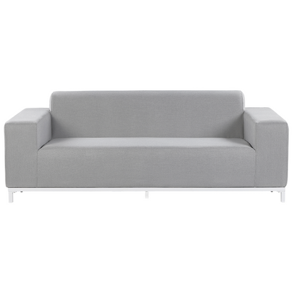 5 Seater Outdoor Sofa Set Light Grey Fabric Ottoman
