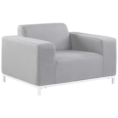 5 Seater Outdoor Sofa Set Light Grey Fabric Ottoman