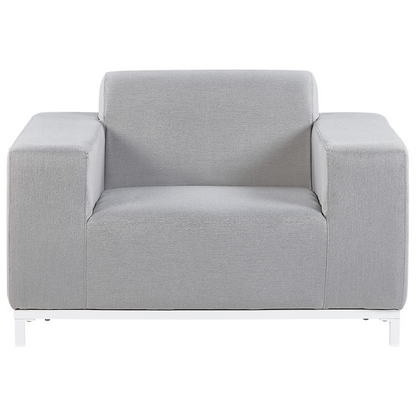 5 Seater Outdoor Sofa Set Light Grey Fabric Ottoman