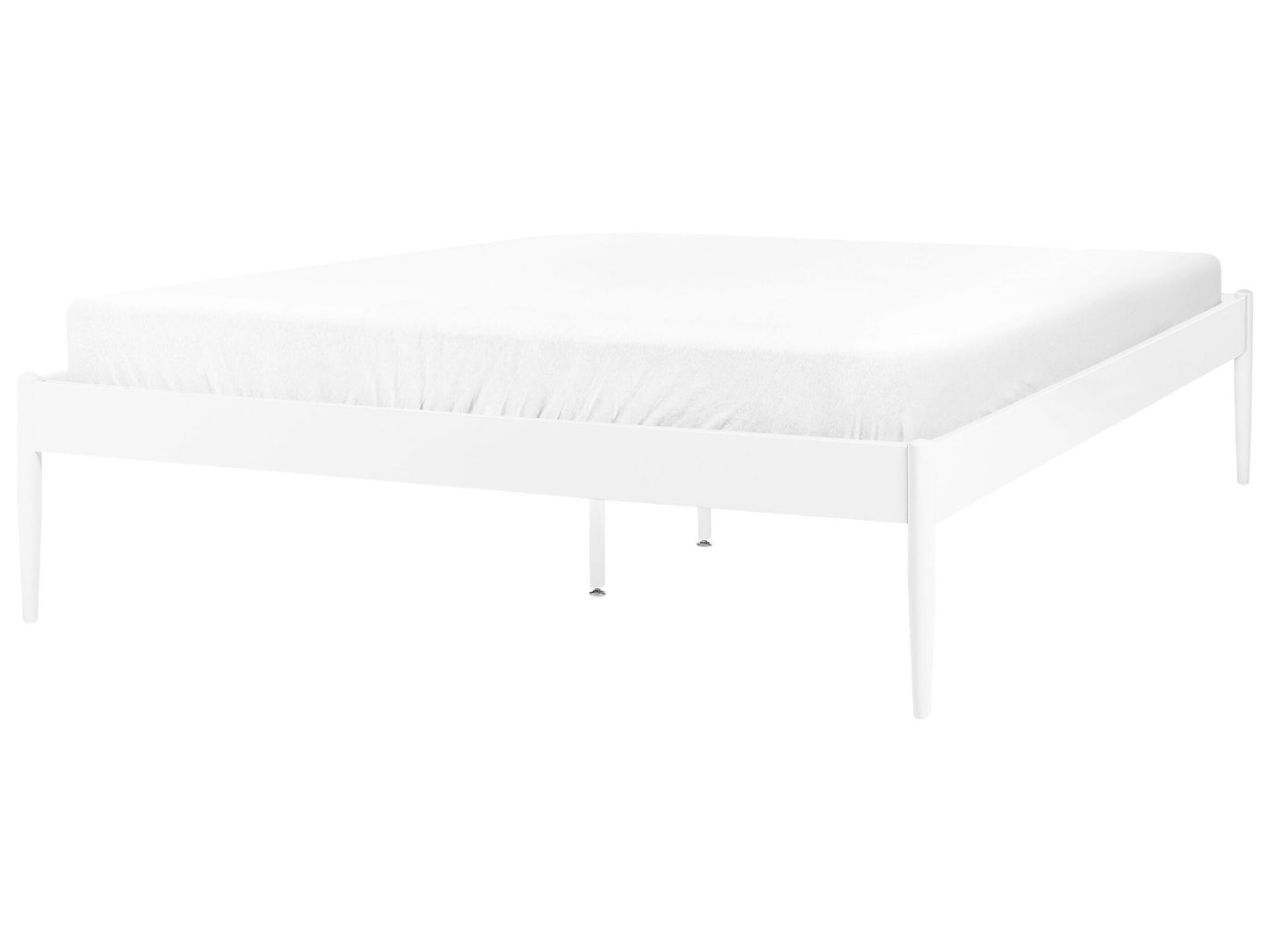 Metal Bed Frame 140 x 200 White Slats Industrial
