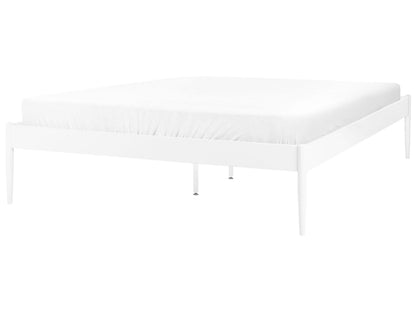 Metal Bed Frame 140 x 200 White Slats Industrial