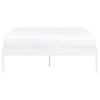Metal Bed Frame 140 x 200 White Slats Industrial