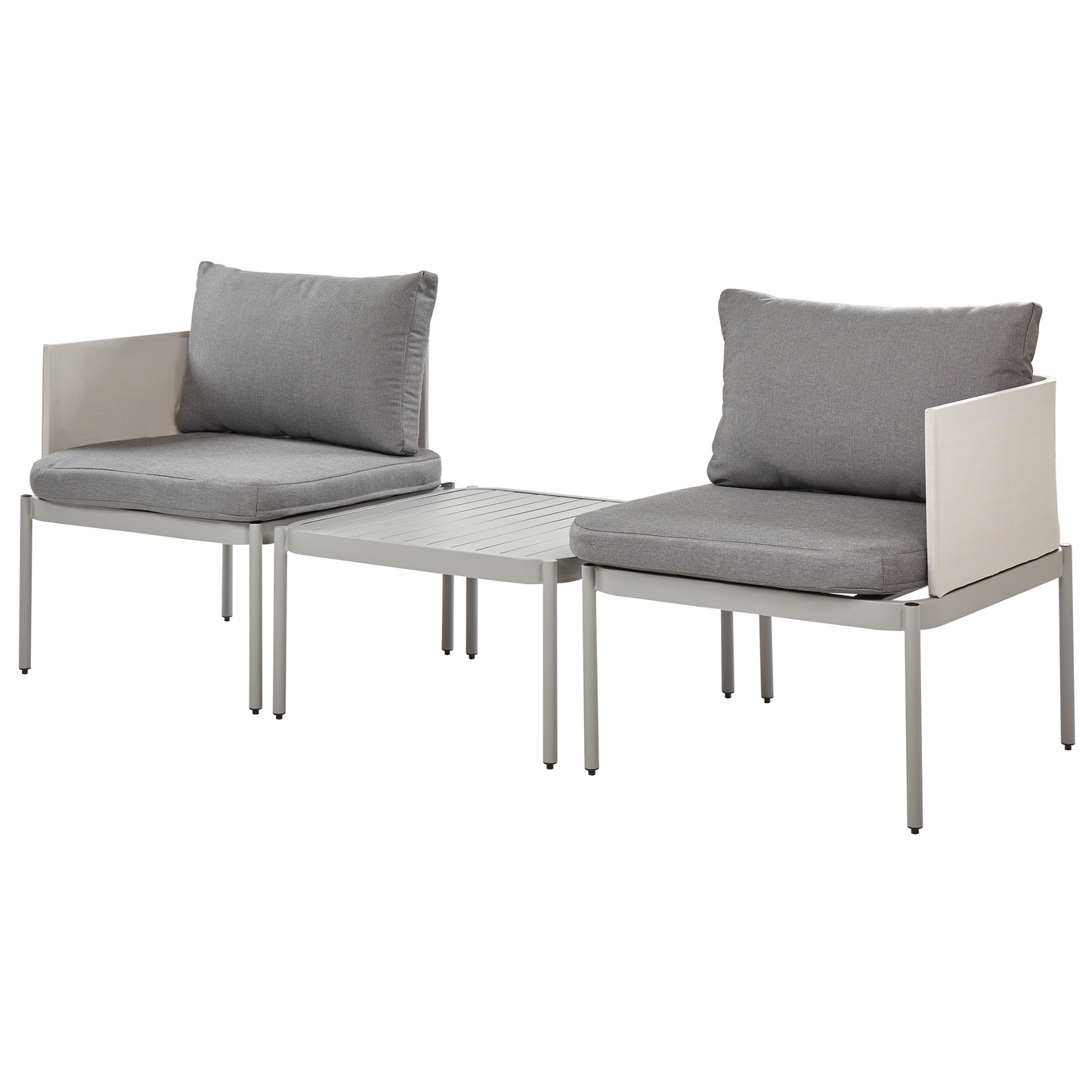 Convertible Garden Sofa Set 2 Seater Light Grey Aluminium