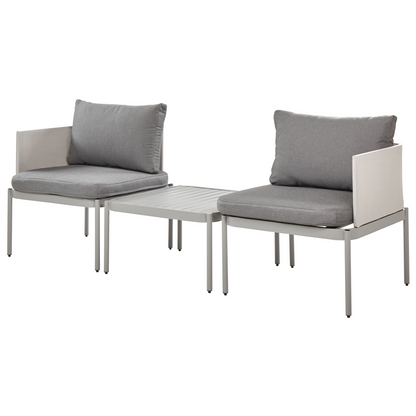 Convertible Garden Sofa Set 2 Seater Light Grey Aluminium