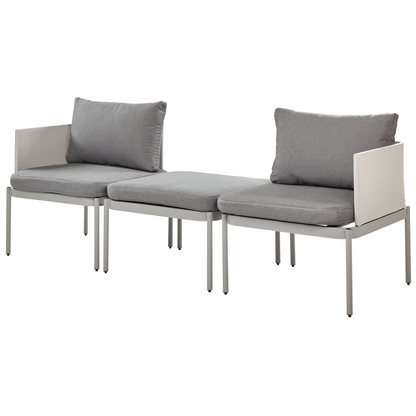 Convertible Garden Sofa Set 2 Seater Light Grey Aluminium