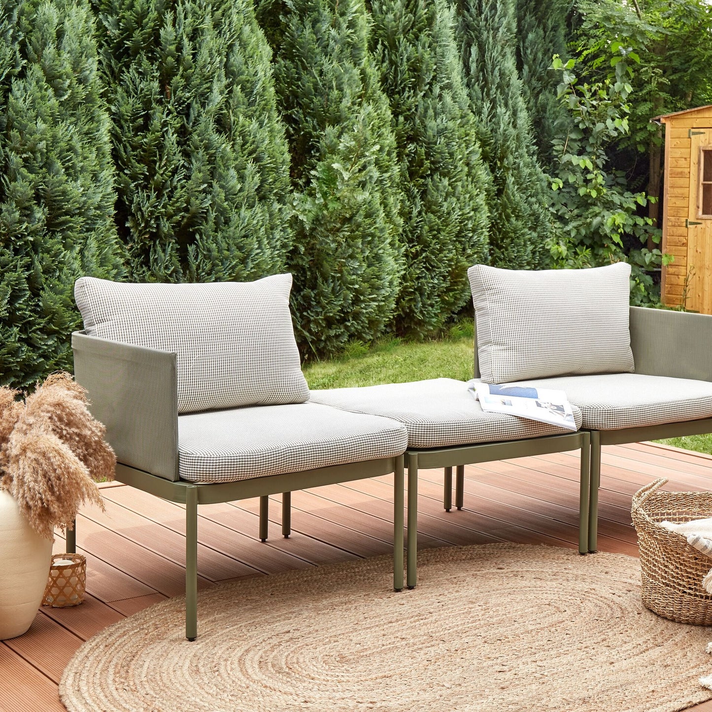 Veranda Craft Convertible Garden Sofa Set Green Aluminum 2 Seater With Cushions And Table