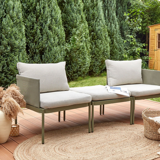 Veranda Craft Convertible Garden Sofa Set Green Aluminum 2 Seater With Cushions And Table