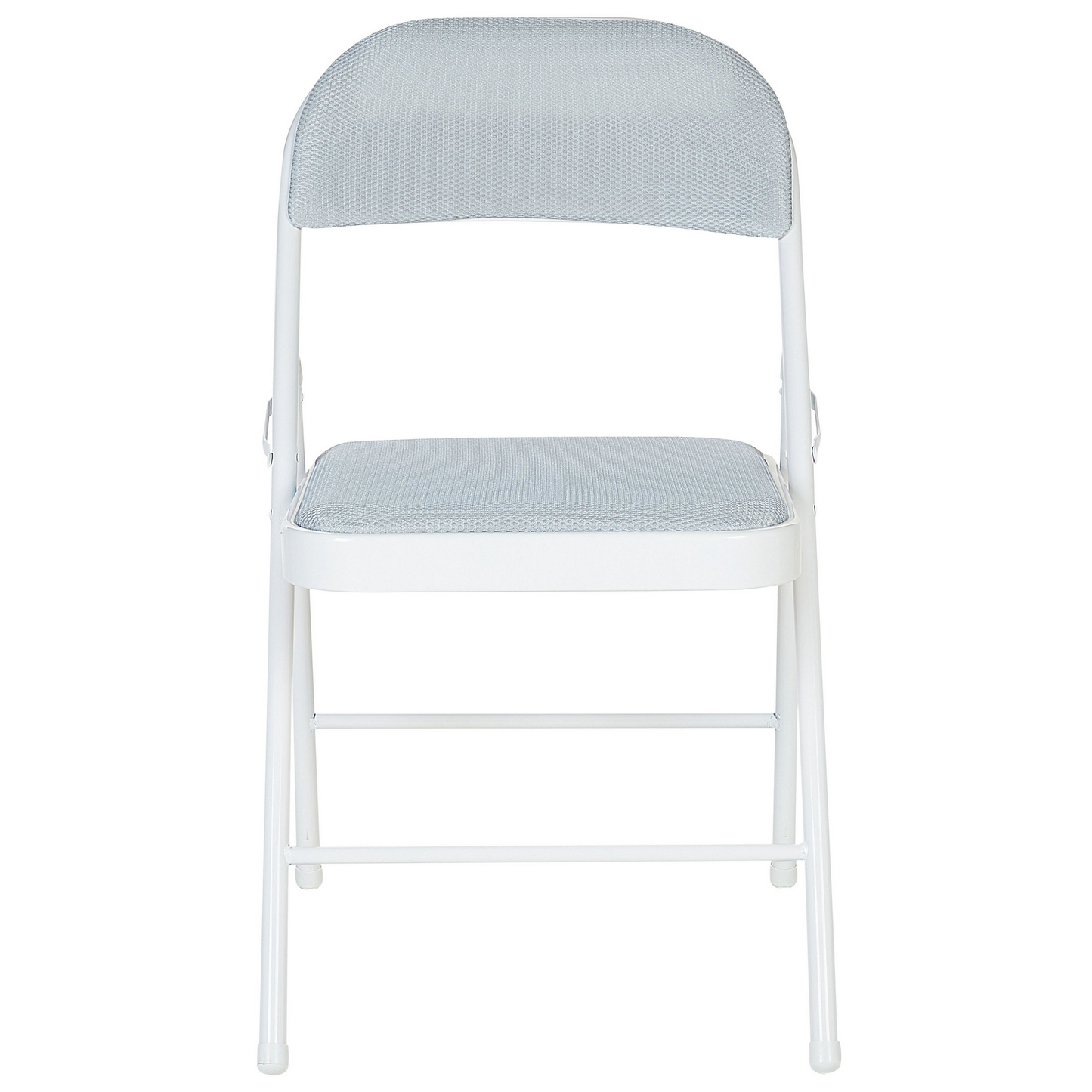 Set Of 4 Folding Chairs Light Grey Padded Seats White Frame