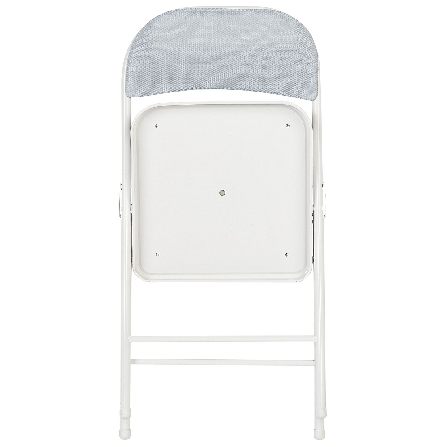 Set Of 4 Folding Chairs Light Grey Padded Seats White Frame