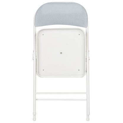Set Of 4 Folding Chairs Light Grey Padded Seats White Frame