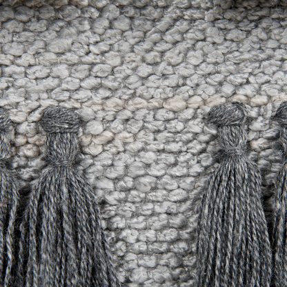 Grey Cotton Wall Hanging With Tassels Handwoven Boho Modern Decor For Living Room