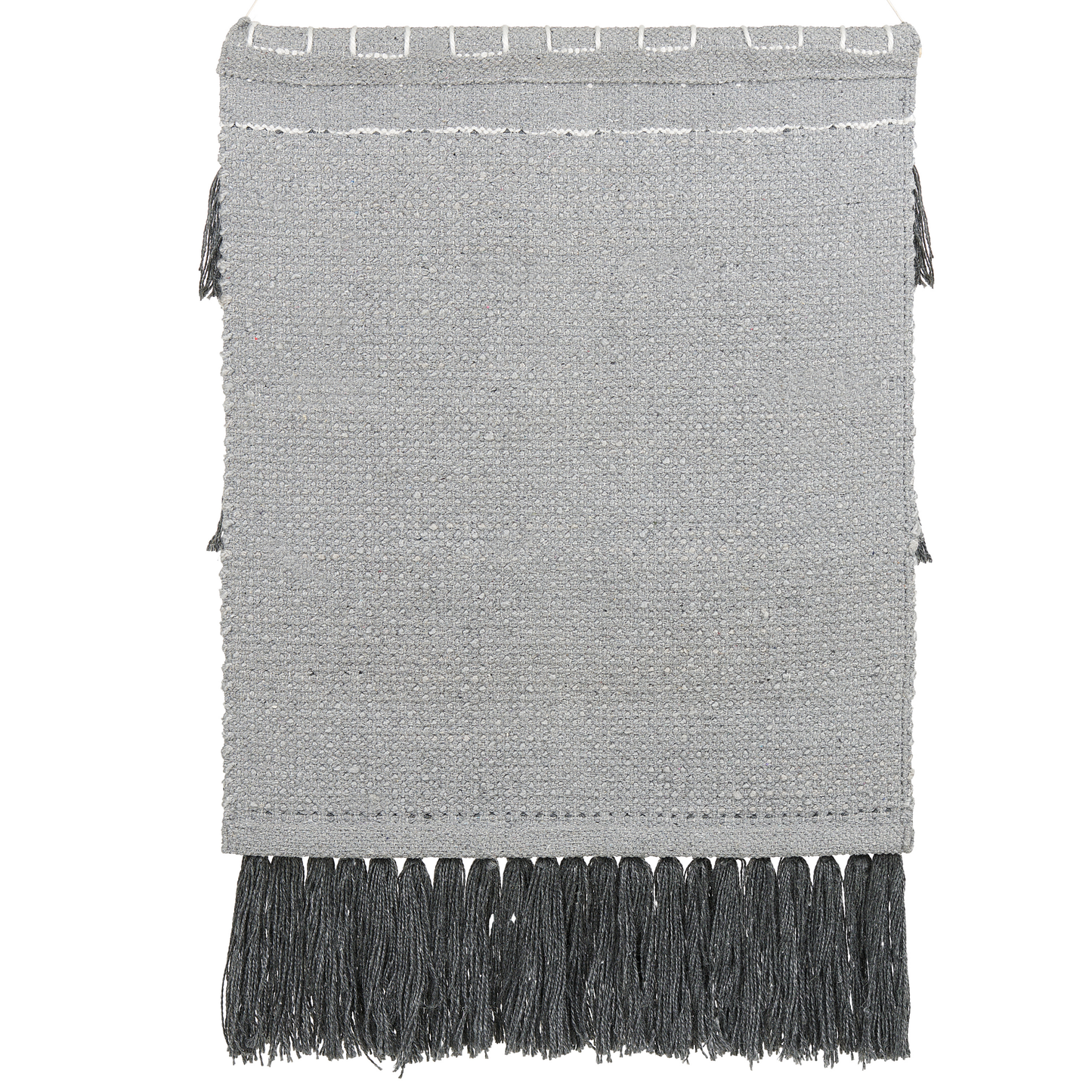 Grey Cotton Wall Hanging With Tassels Handwoven Boho Modern Decor For Living Room