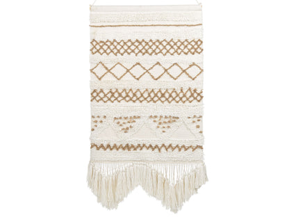 Beige Cotton Wall Hanging Light Handwoven With Tassels