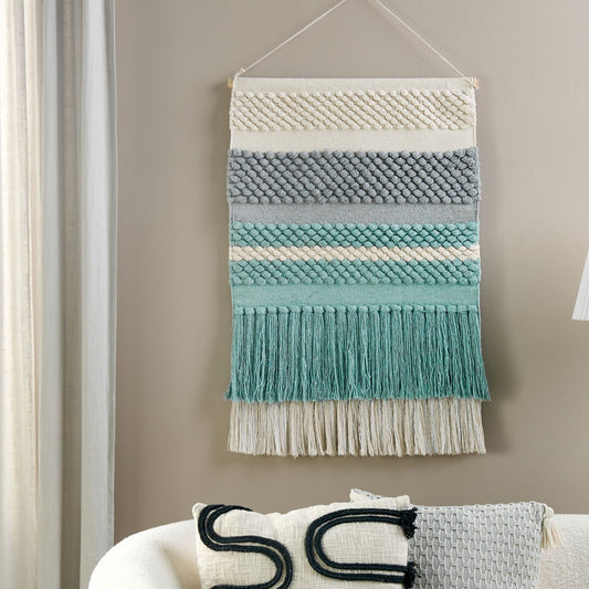 Coastal Looms Handwoven Cotton Wall Hanging With Tassels Multicolor
