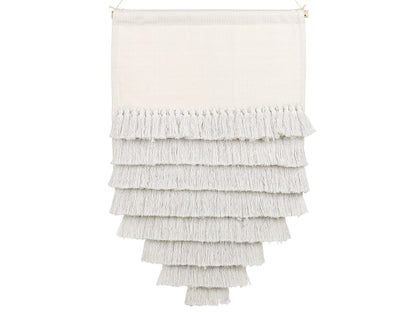 Handwoven Off-White Cotton Tassel Wall Hanging