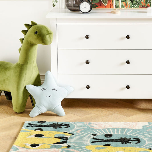 Kids Safari Rug 80 x 150cm Multicolour Low Pile Playroom