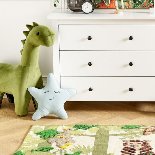 Jungle Print Area Rug 80 x 150cm Low Pile for Kids Playroom