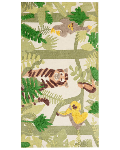 Jungle Print Area Rug 80 x 150cm Low Pile for Kids Playroom