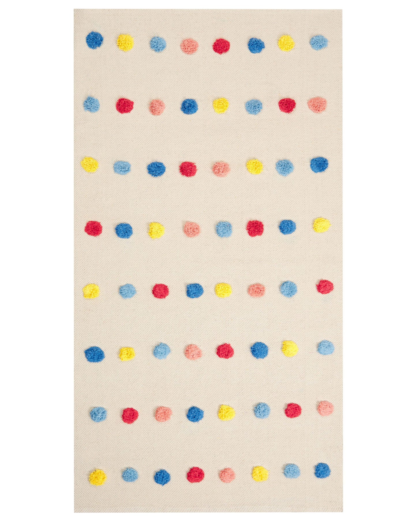 Multicolour Mini Pom Pom Area Rug 80 X 150cm Low Pile Soft Cotton Backing For Kids Playroom
