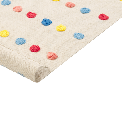 Multicolour Mini Pom Pom Area Rug 80 X 150cm Low Pile Soft Cotton Backing For Kids Playroom