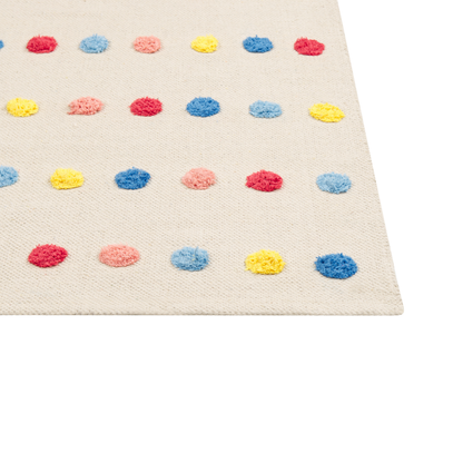Multicolour Mini Pom Pom Area Rug 80 X 150cm Low Pile Soft Cotton Backing For Kids Playroom