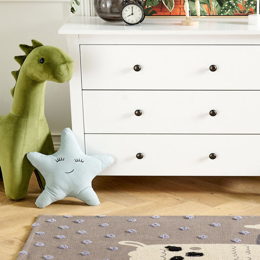 Llama Print Area Rug Brown 80 By 150cm Low Pile Runner With Non Slip Backing For Kids Playroom