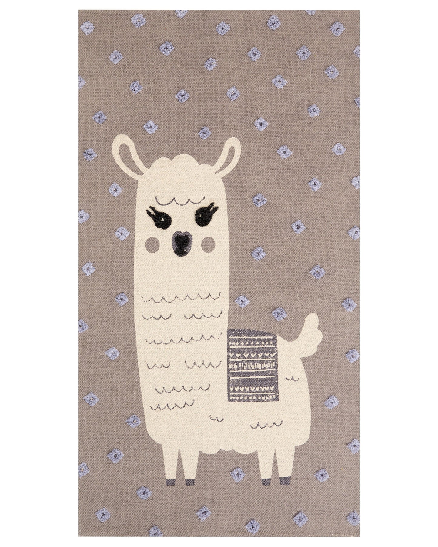 Llama Print Area Rug Brown 80 By 150cm Low Pile Runner With Non Slip Backing For Kids Playroom