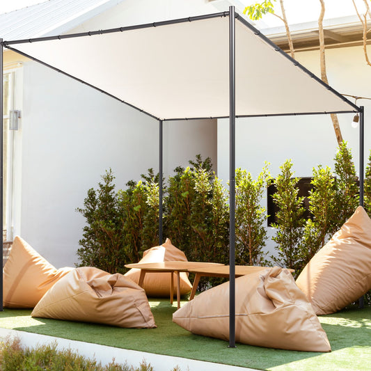 Pergola Beige Polyester Steel 282 x 294cm Garden Pavilion