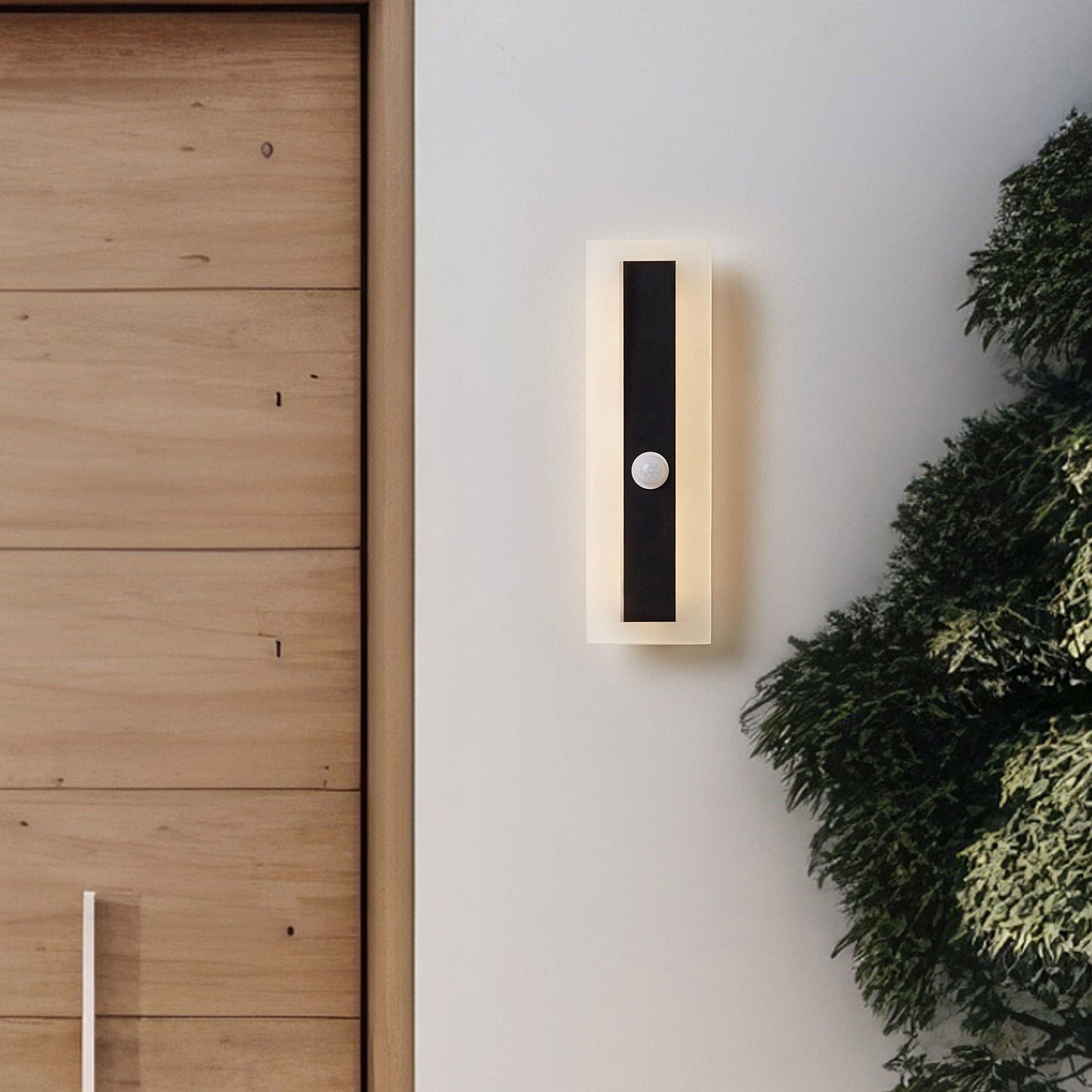 Outdoor LED Wall Light 30cm Black Steel Acrylic Motion Sensor