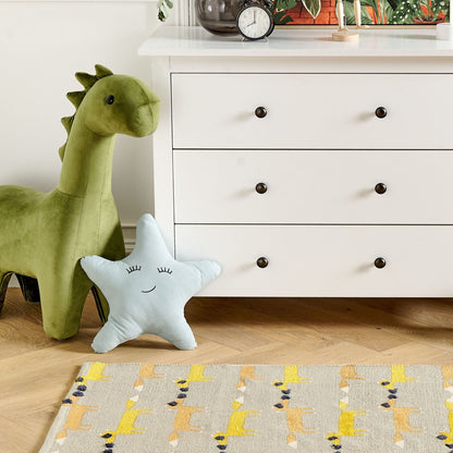 Fox Home Grey Area Rug 80 x 150cm Fox Print Low Pile
