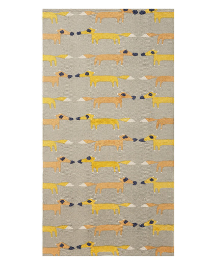 Fox Home Grey Area Rug 80 x 150cm Fox Print Low Pile