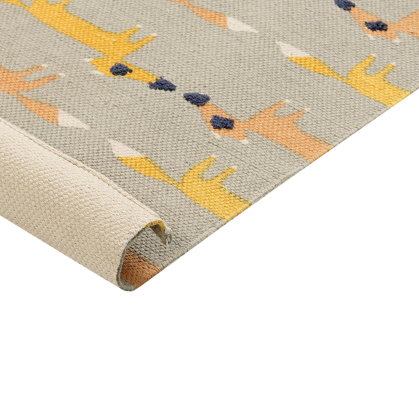 Fox Home Grey Area Rug 80 x 150cm Fox Print Low Pile