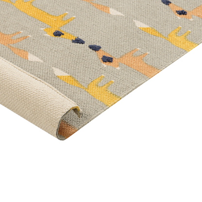 Fox Home Grey Area Rug 80 x 150cm Fox Print Low Pile