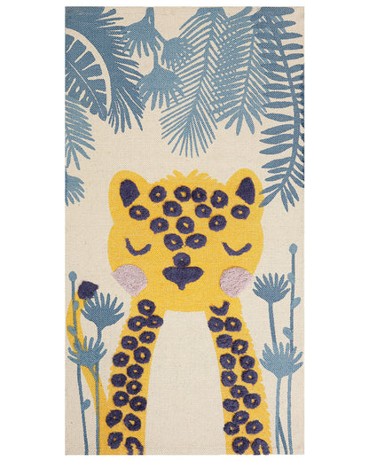 Leopard Print Area Rug 80 x 150cm Multicolor Low Pile for Kids
