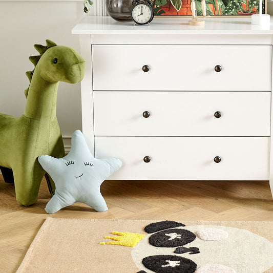 Panda Print Kids Area Rug Beige 80 x 150cm Low Pile Playroom