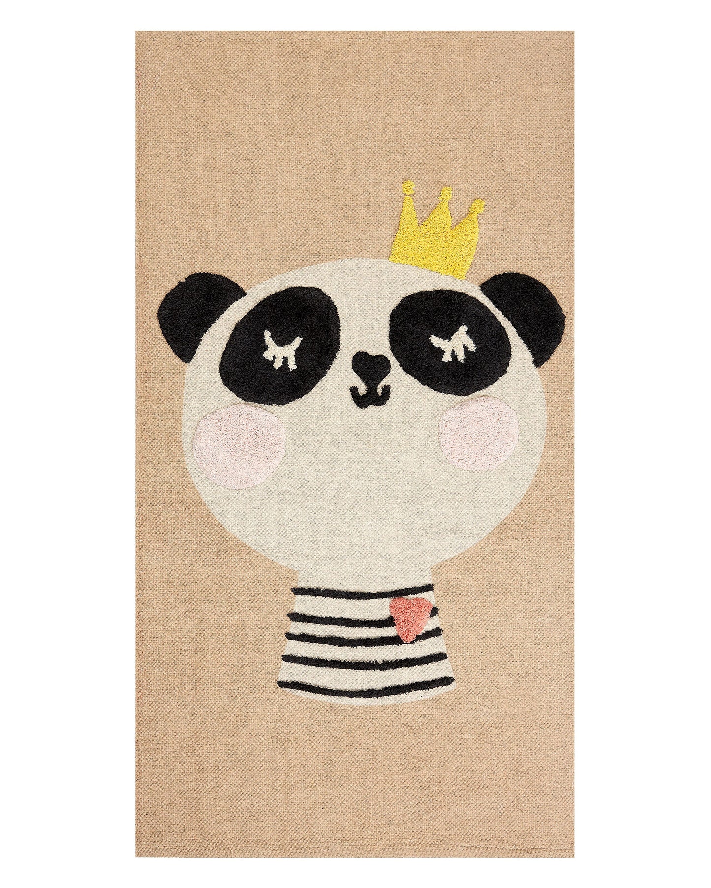 Panda Print Kids Area Rug Beige 80 x 150cm Low Pile Playroom