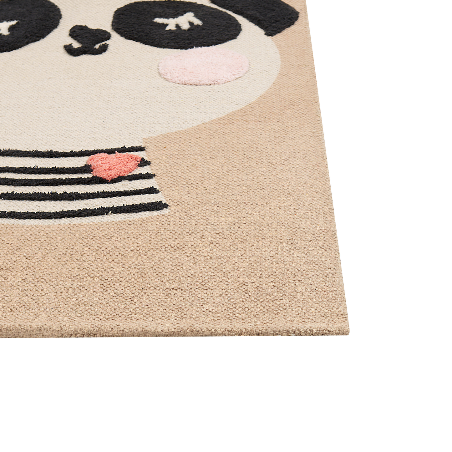 Panda Print Kids Area Rug Beige 80 x 150cm Low Pile Playroom