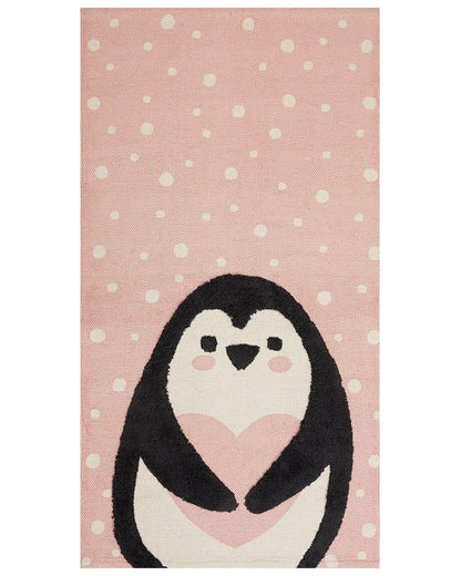 Pinguin Pink Penguin Print Area Rug 80 x 150cm Low Pile