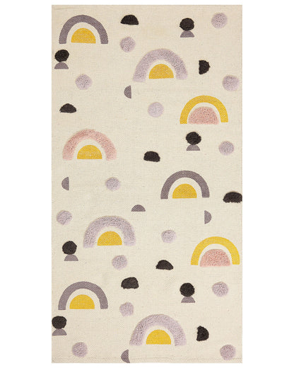 Rainbow Multicolor Kids Area Rug 80 x 150cm Cotton Polyester Low Pile Playroom Safe Anti Slip