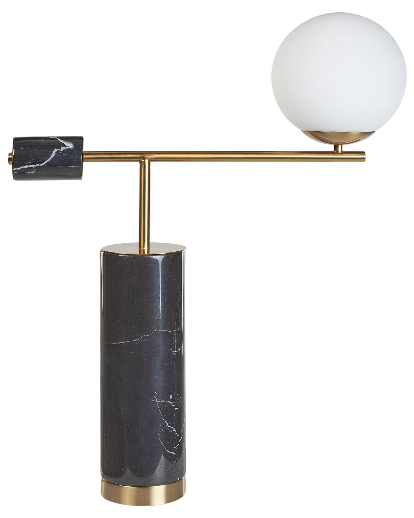 Table Lamp Black and Gold Marble Base Glass Shade for Modern Living Room and Bedroom